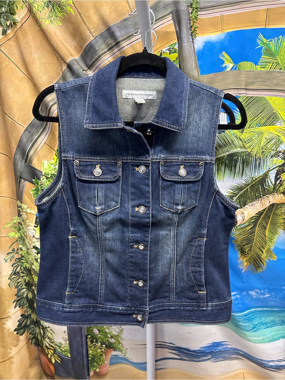 Chico’s Platinum Design Denim Vest Size - Chico’s 0 - Picture 2 of 6